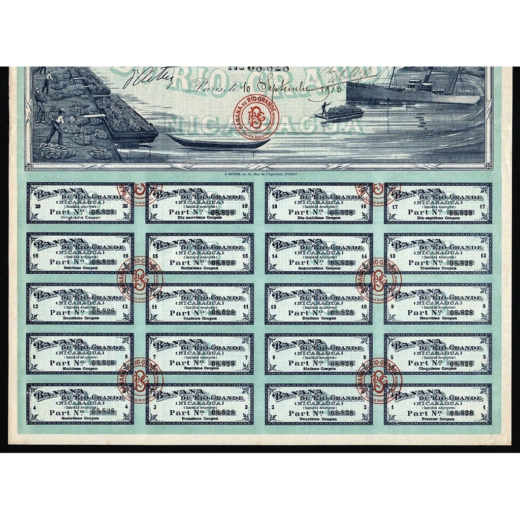 Banana du Rio-Grande (Nicaragua) 1913 Stock Bond Certificate