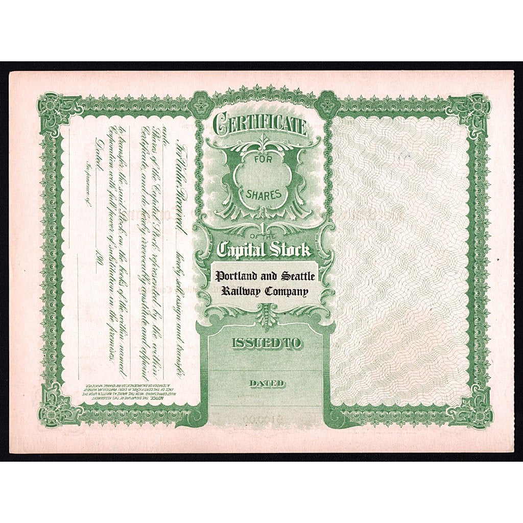 Portland and Seattle Railway Company Washington