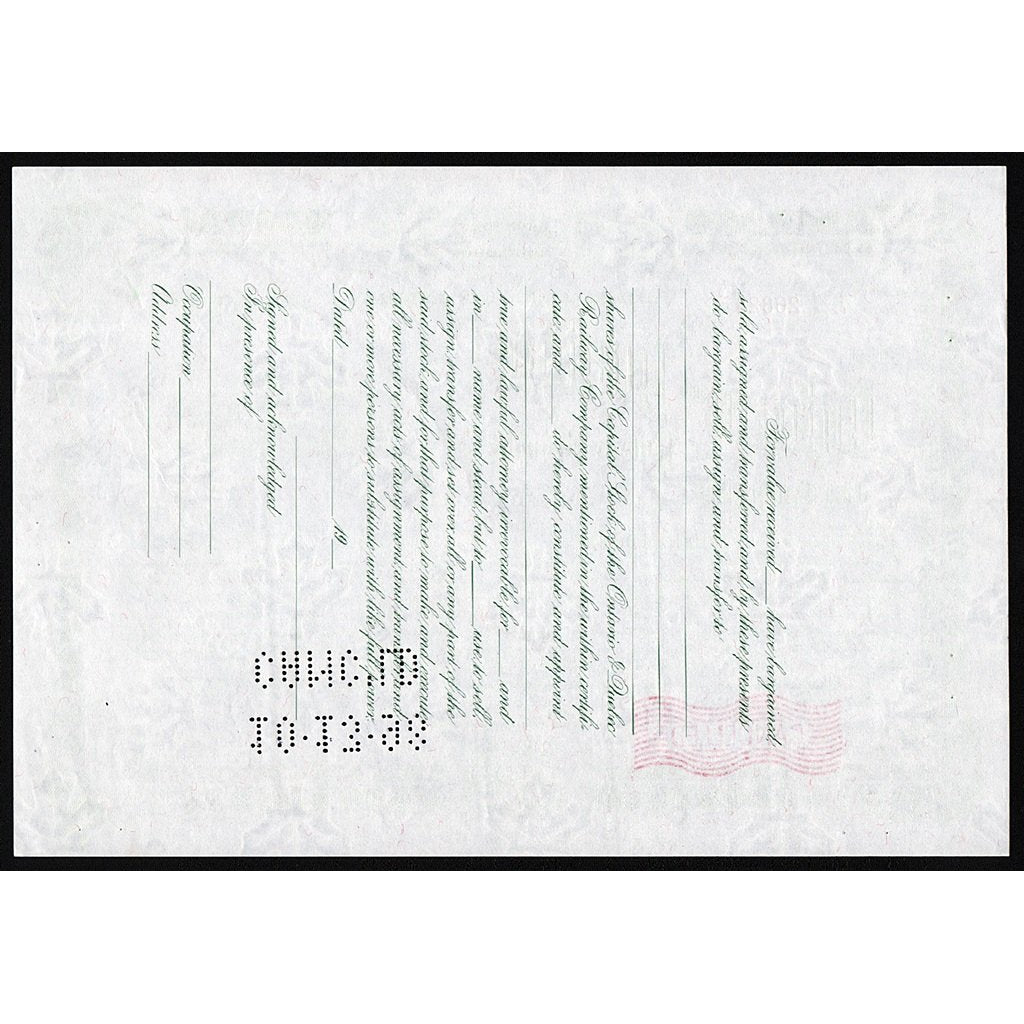 The Ontario and Quebec Railway Company Canada Stock Certificate
