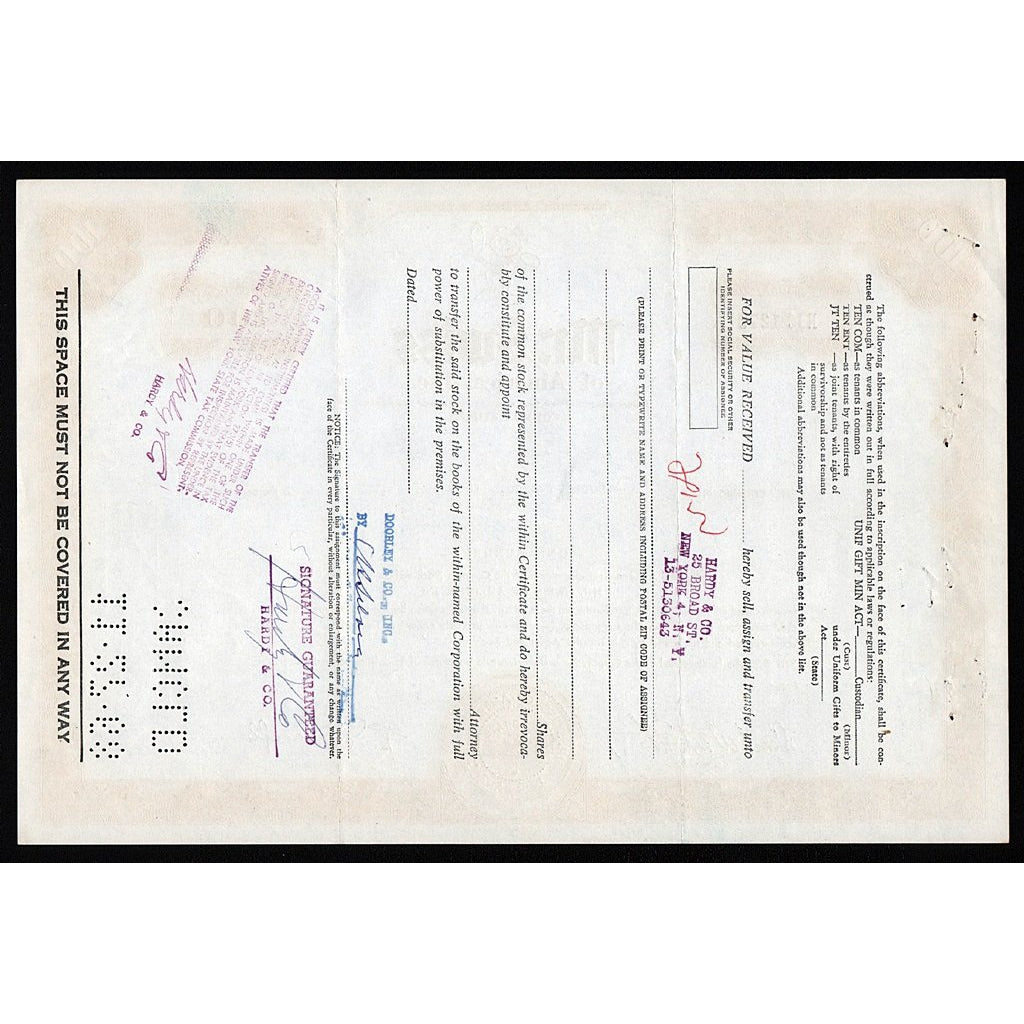Mr. Swiss of America, Inc. Stock Certificate
