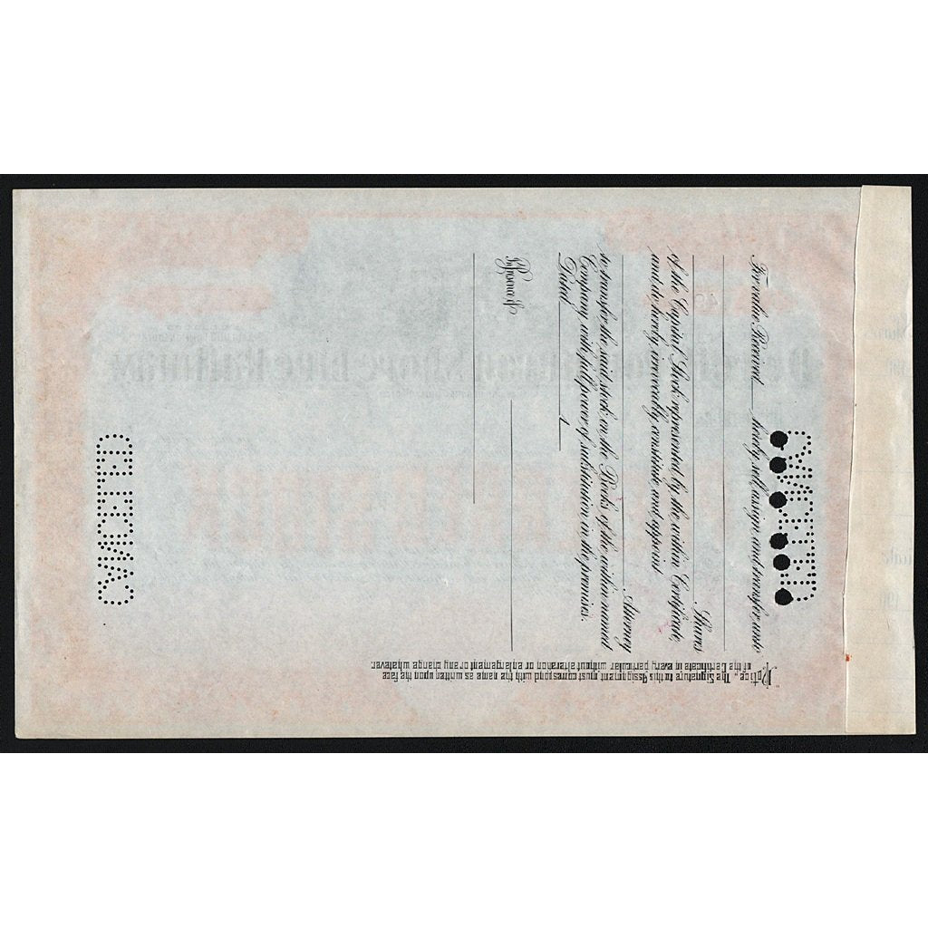 Detroit and Port Huron Shore Line Railway Stock Certificate