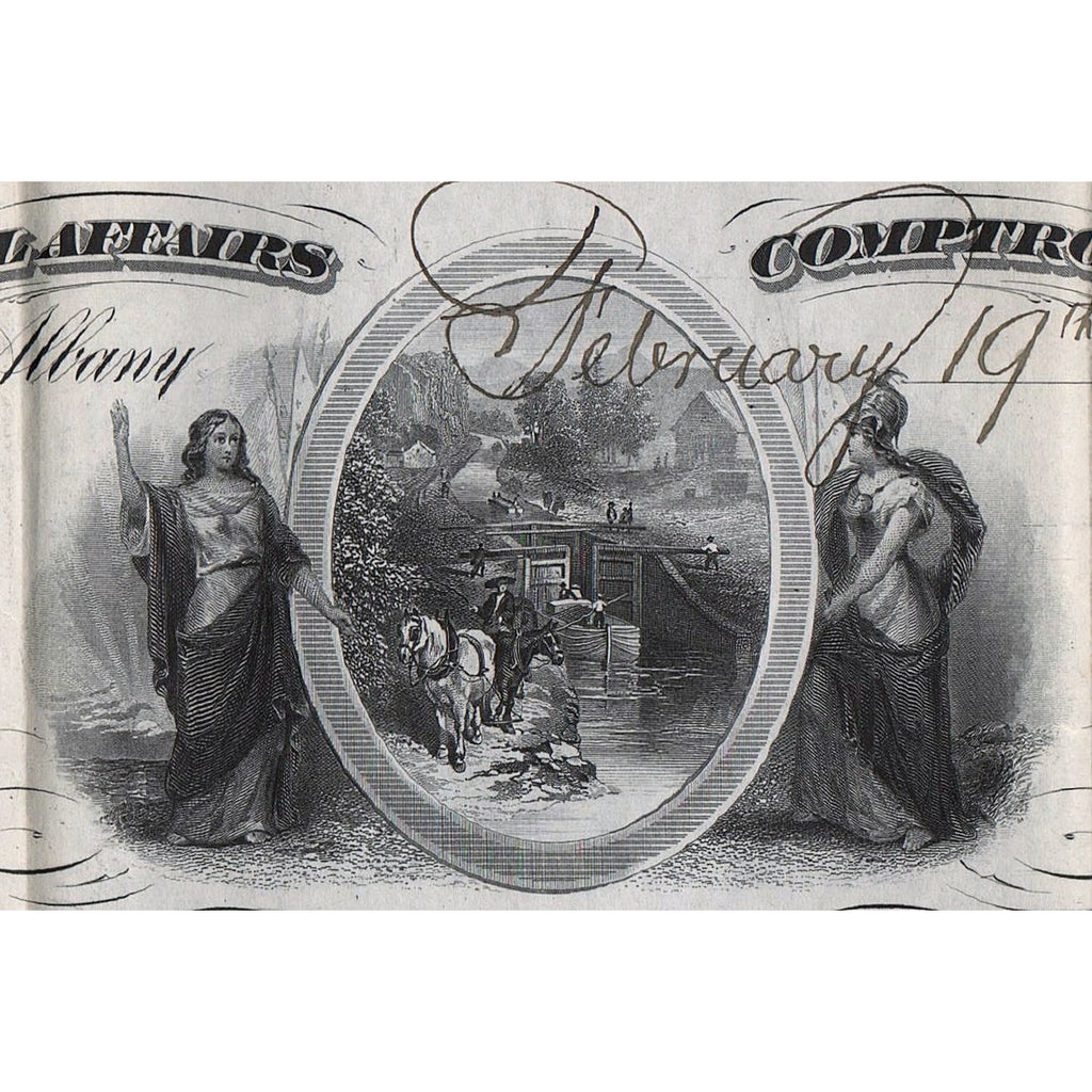 State of New York, Canal Improvement Loan Stock Bond Certificate