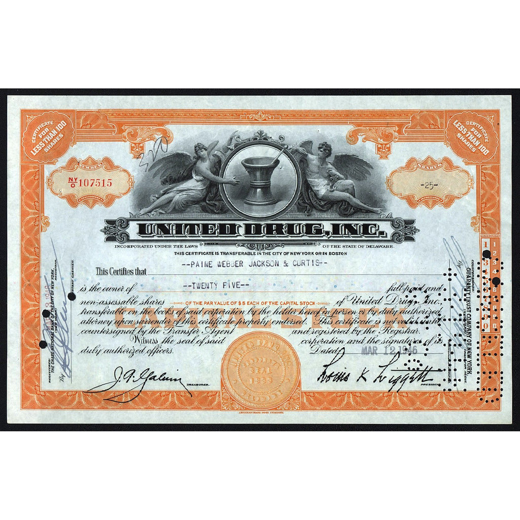 United Drug, Inc. Stock Certificate