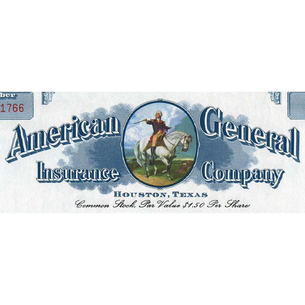 American General Insurance Company 1968 Texas Stock Certificate
