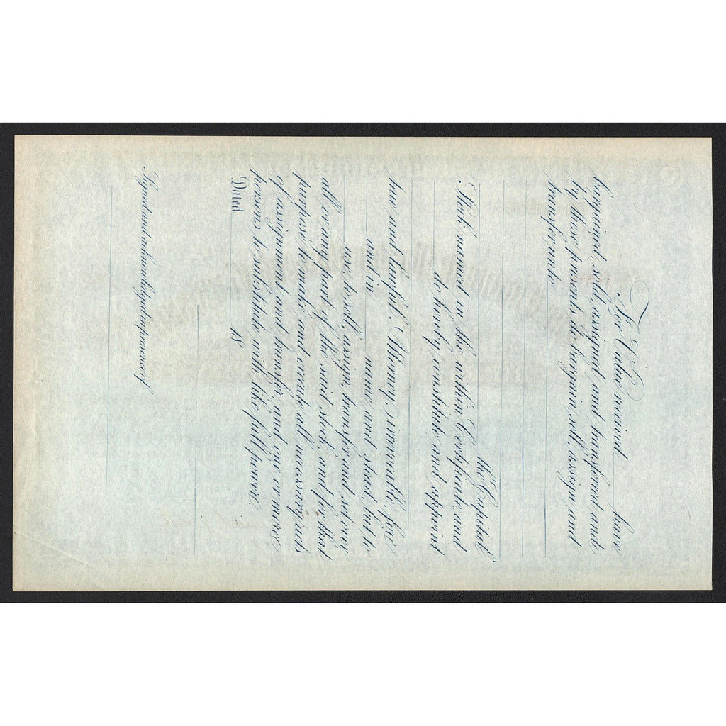 The Cincinnati, Washington and Baltimore Railroad Company Ohio Stock Certificate
