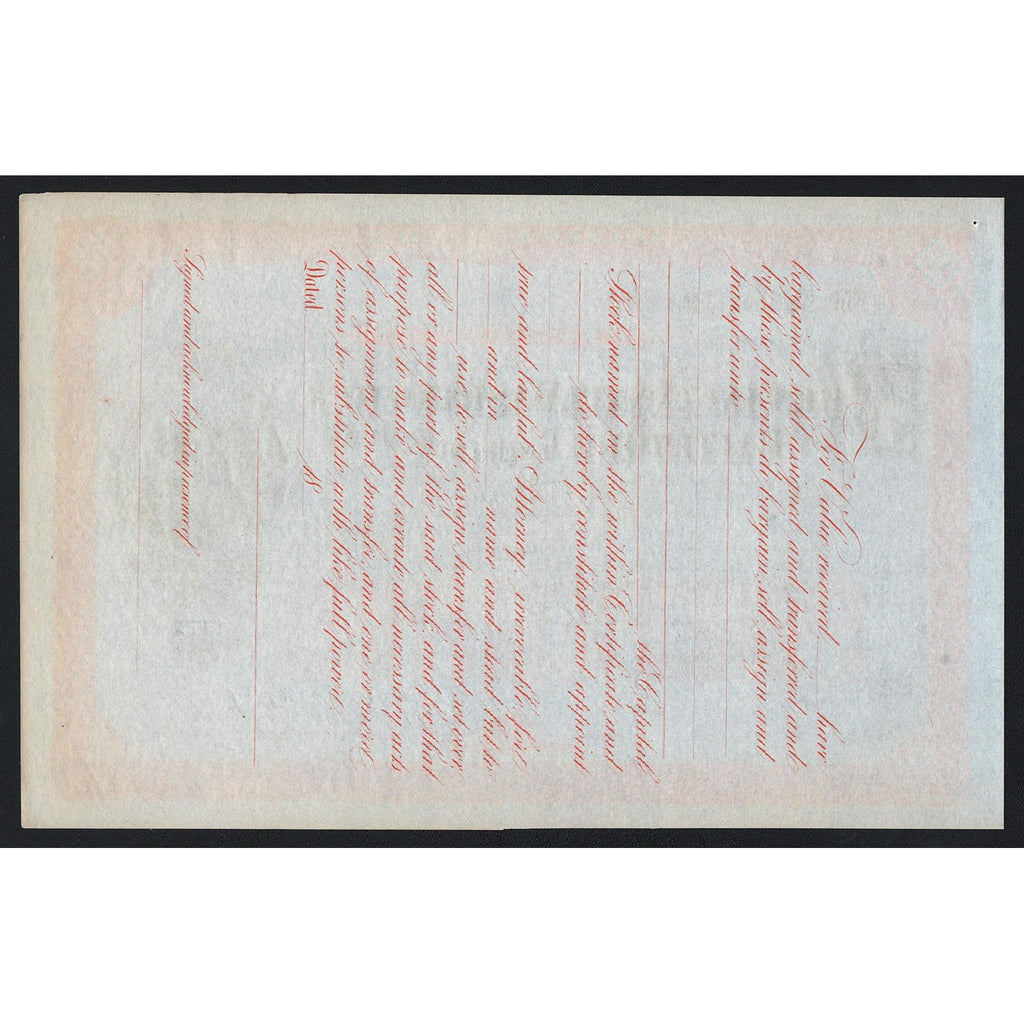 The Cincinnati, Washington and Baltimore Railroad Company Stock Certificate