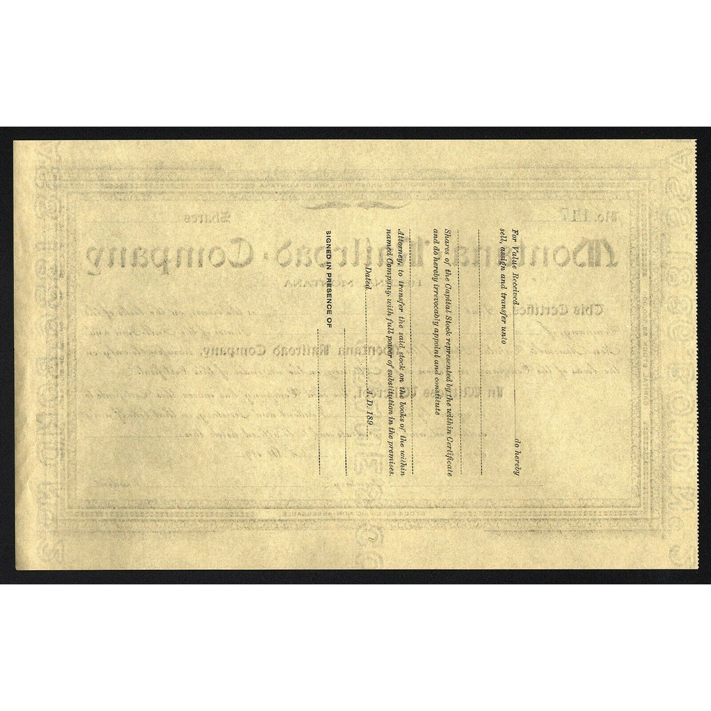 Montana Railroad Company Stock Certificate