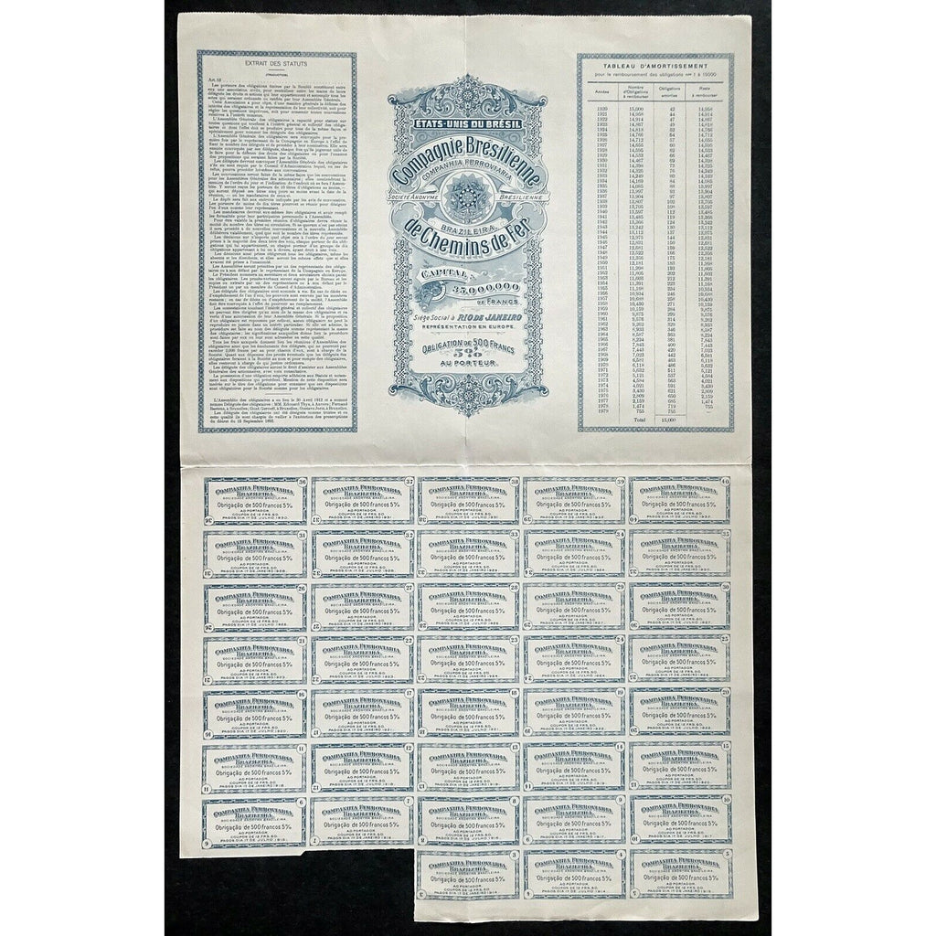 Compagnie Bresilienne de Chemins de Fer (Companhia Ferroviaria Brazileira) Societe Anonyme Bresilienne 1912 Brazil