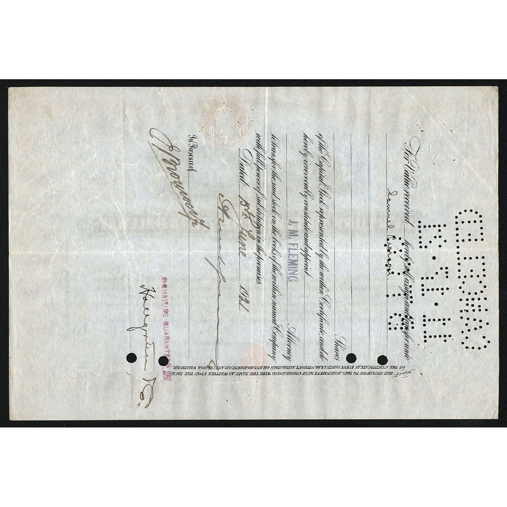 New York, Ontario and Western Railway Company 1924 Stock Certificate