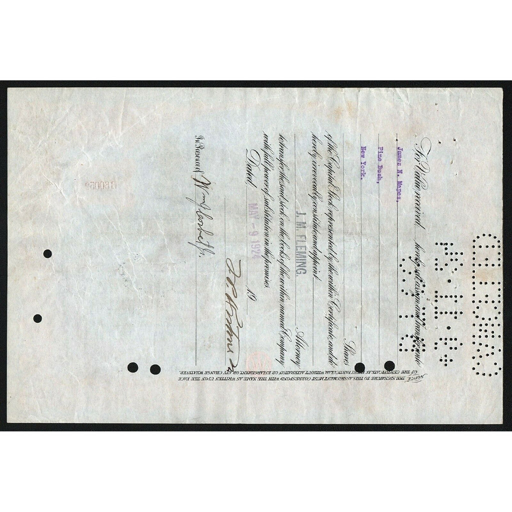 New York, Ontario and Western Railway Company 1924 Stock Certificate