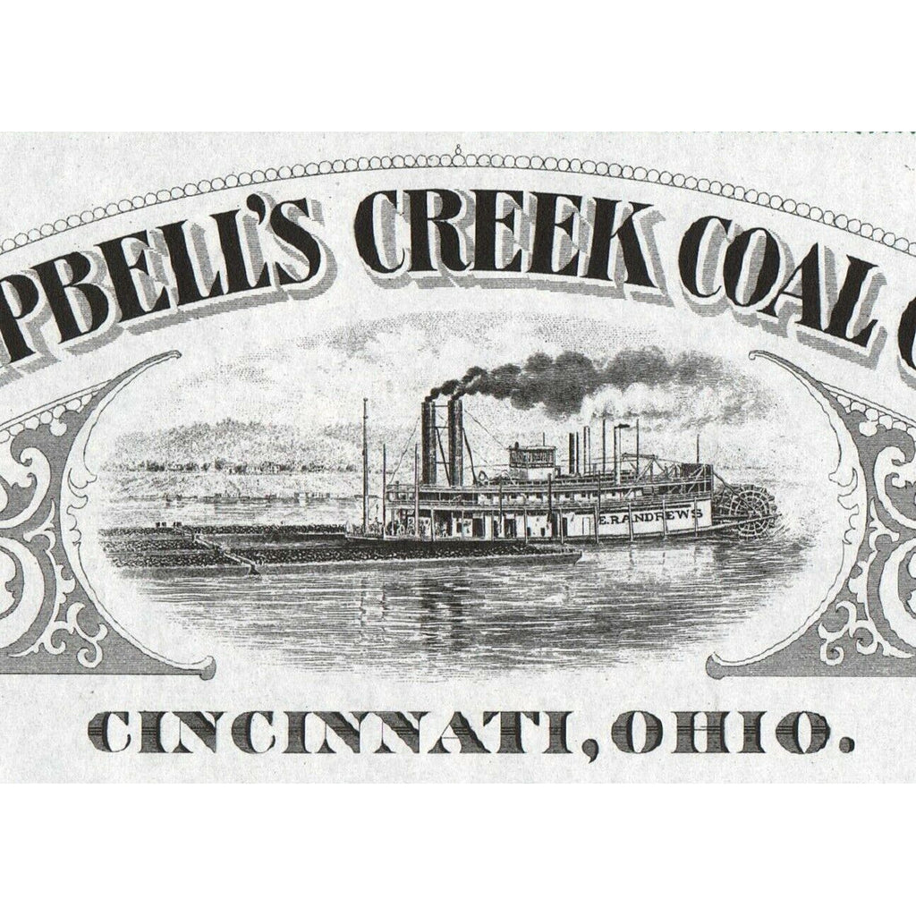 The Campbell's Creek Coal Company (Cincinnati, Ohio) Stock Certificate