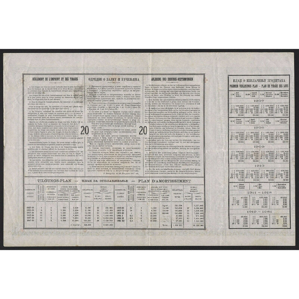 Serbian Red Cross Serbischer Verein vom Roten Kreuze Stock Certificate