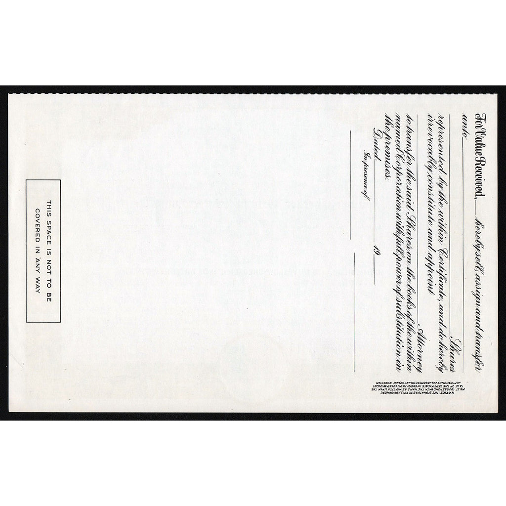 Yellow-Checker Cab of Watertown, Inc. Wisconsin Stock Certificate