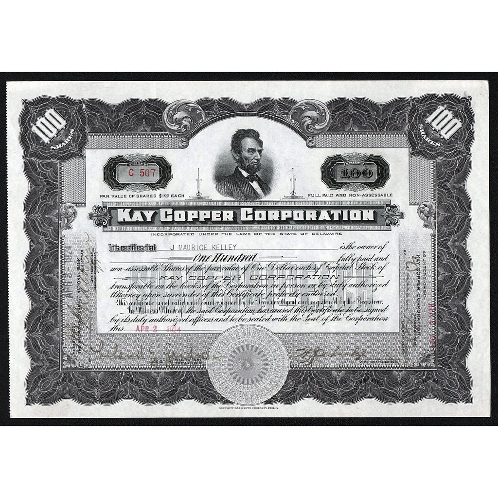 Kay Copper Corporation Stock Certificate