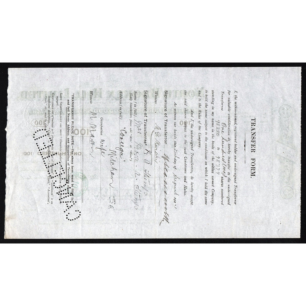 North Broken Hill Limited Australia Mining Stock Certificate