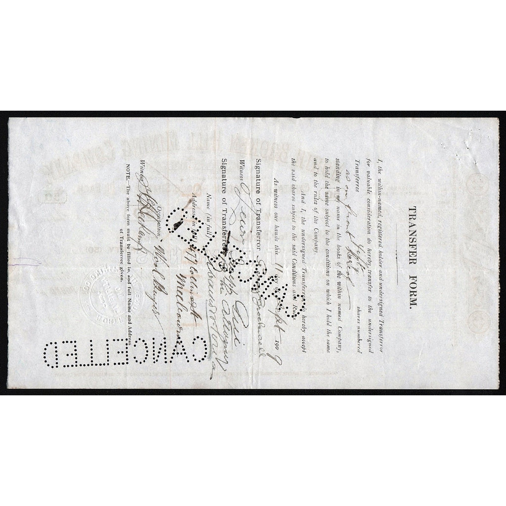 North Broken Hill Mining Company Australia Stock Certificate