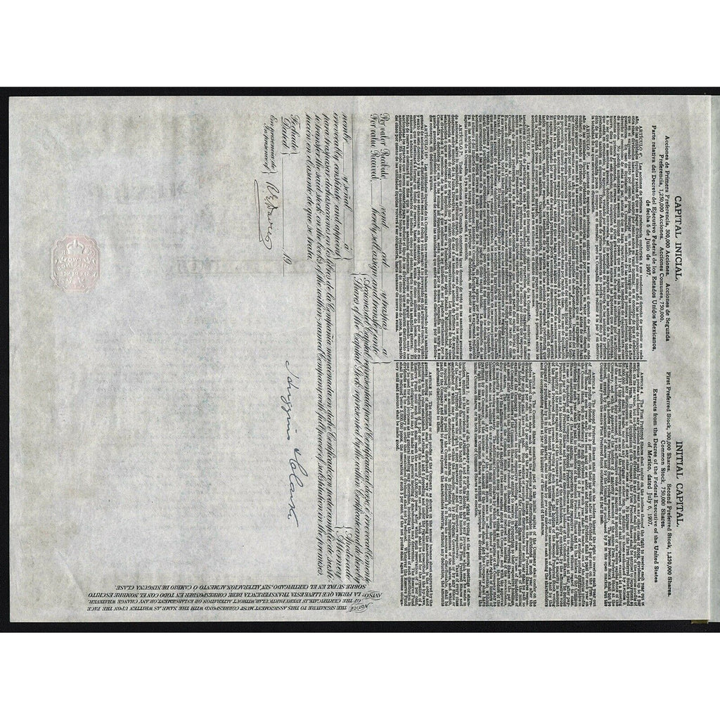 Ferrocarriles Nacionales de Mexico (National Railways of Mexico) - 2000 Gold Bond Certificate