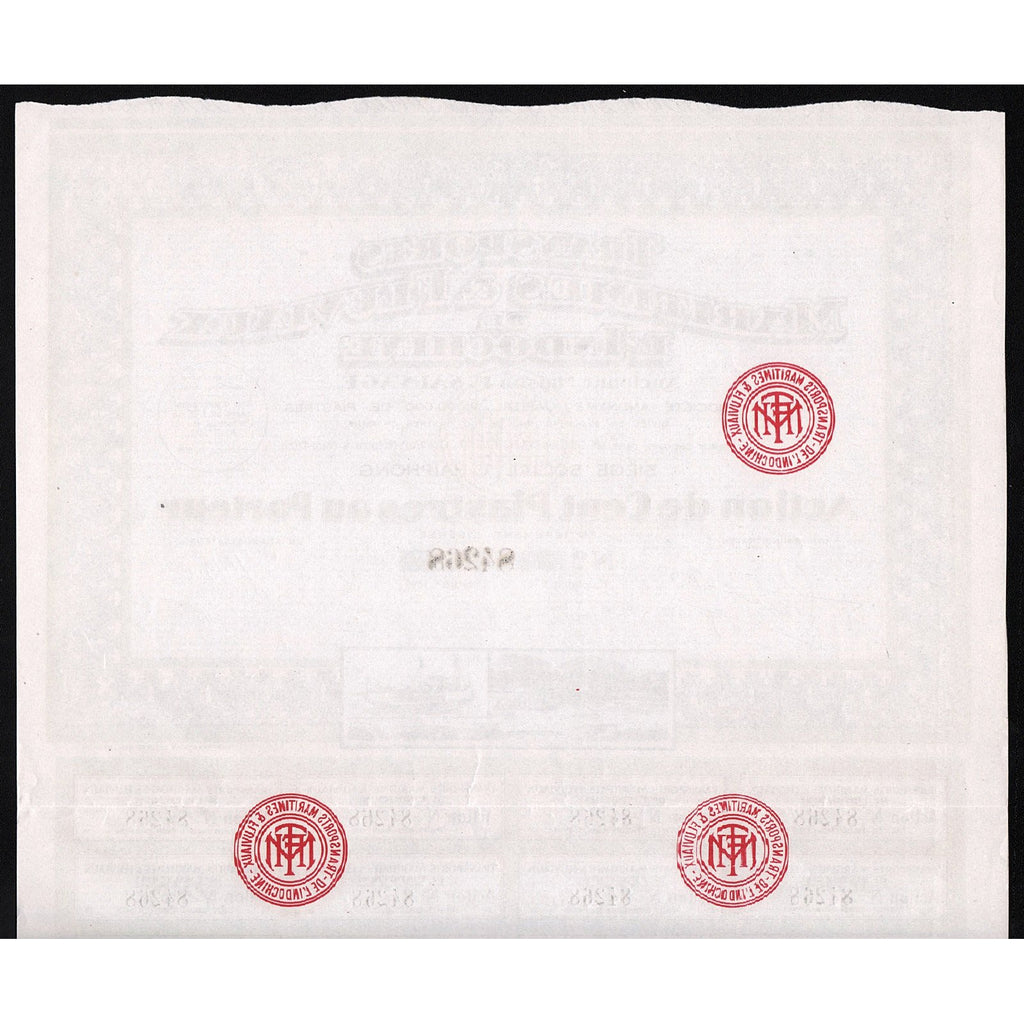 Transports Maritimes & Fluviaux de l’Indochine Vietnam Stock Certificate