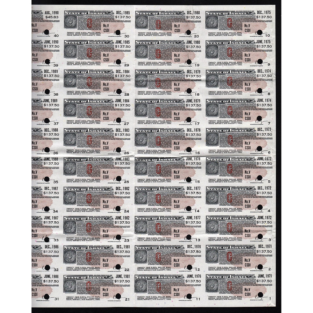 State of Israel (Specimen) 1970 Stock Bond Certificate