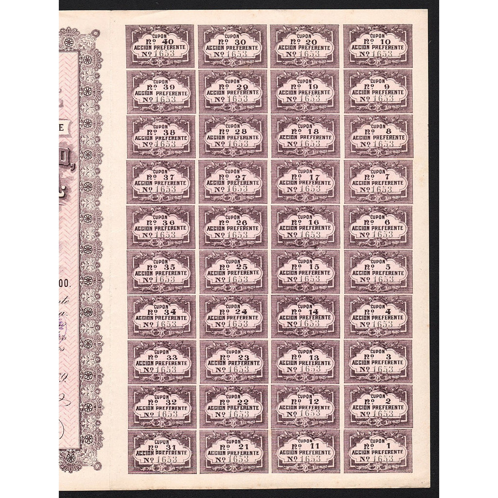 Compania de Explotacion y Fraccionamiento de Tupataro 1909 Mexico Stock Certificate