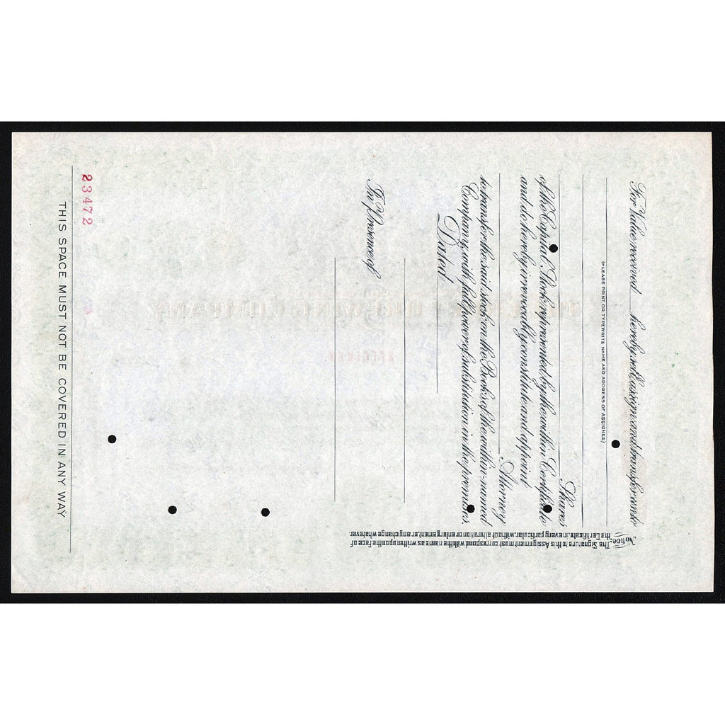 The Croft Brewing Company (Specimen) Brewery Stock Certificate