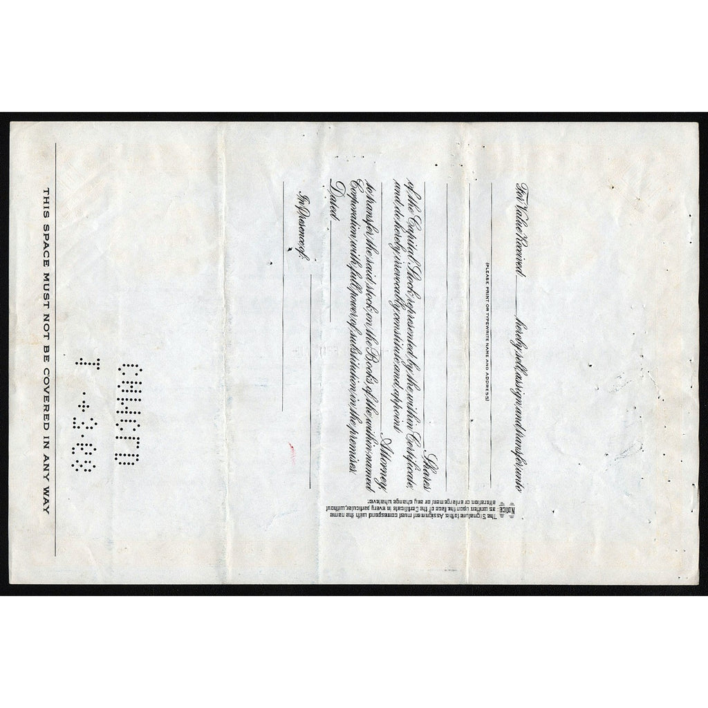 C & C Super Corporation Stock Certificate Coola Cola Root Beer