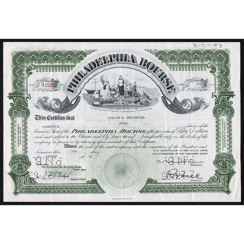 Philadelphia Bourse Stock Certificate
