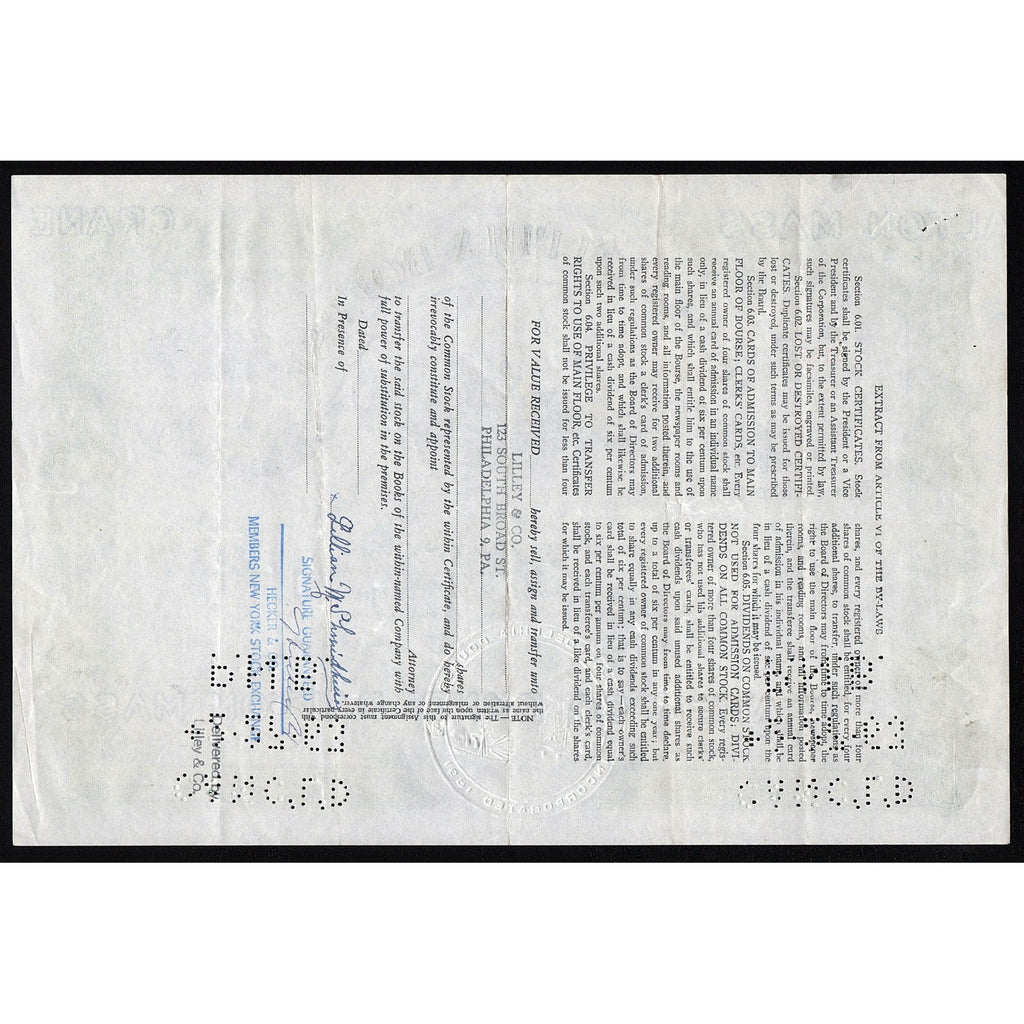 Philadelphia Bourse Stock Certificate
