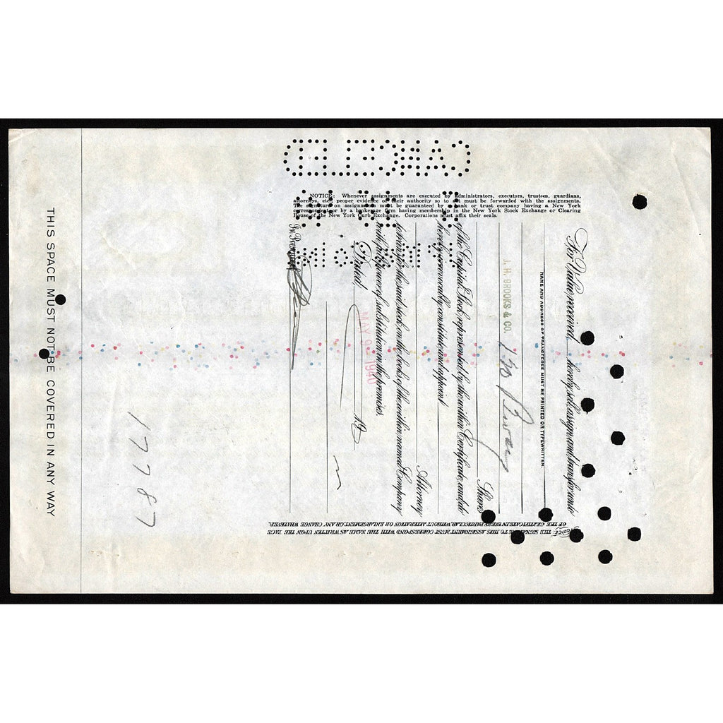 International Mercantile Marine Company (Titanic) Stock Certificate