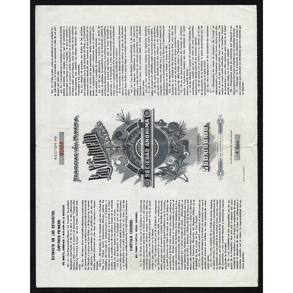 Negociacion Minera La Victoria y Anexas en San Pedro S.A. (San Luis Potosi)