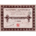 “Alhambra Automobile” Societe Anonyme Paris France Stock Certificate