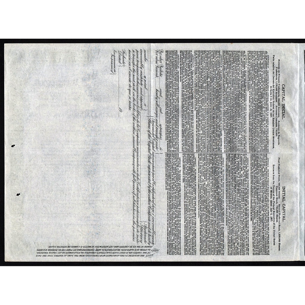 Ferrocarriles Nacionales de Mexico (National Railways of Mexico) - 100 Gold Pesos