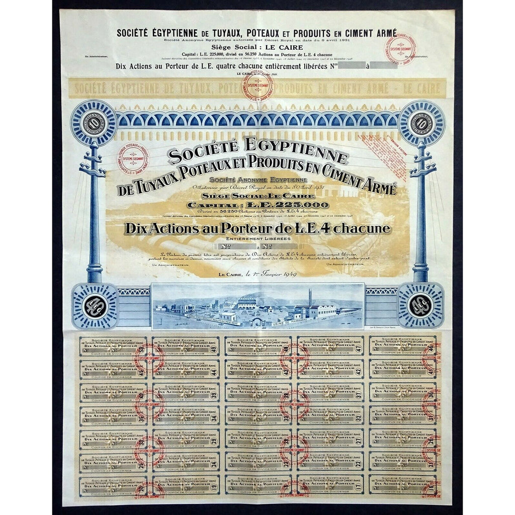 Tuyaux, Poteaux et Produits en Ciment Arme Egypt Stock Certificate