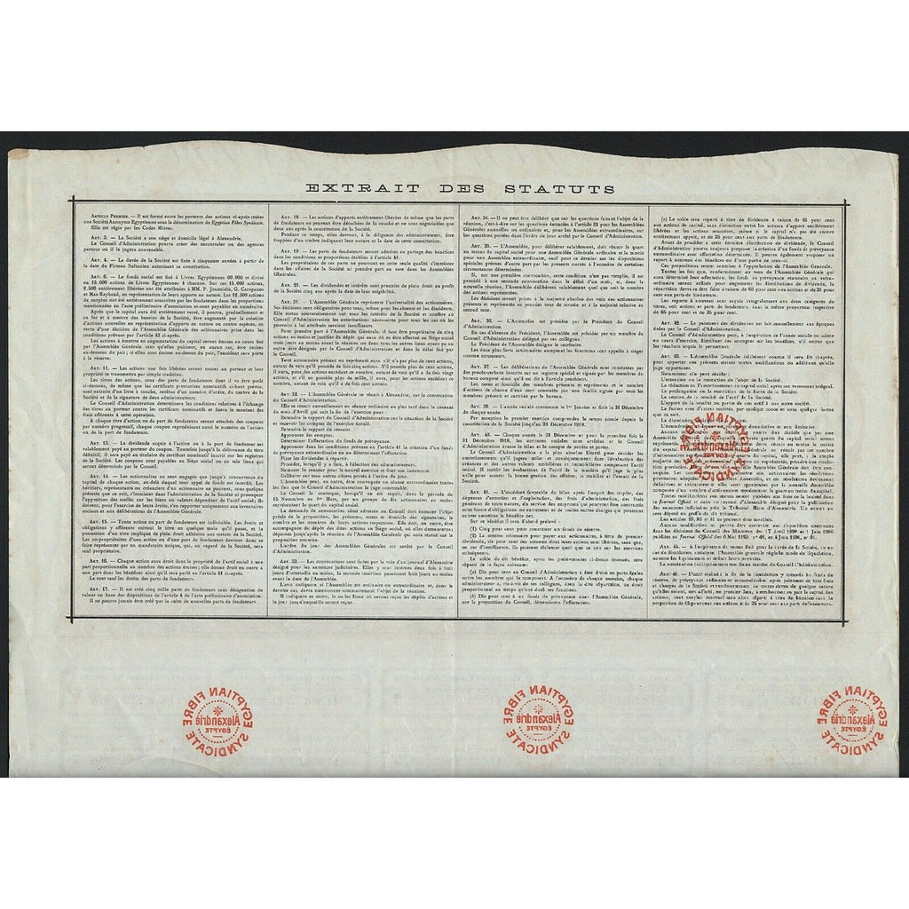 Egyptian Fibre Syndicate Societe Anonyme