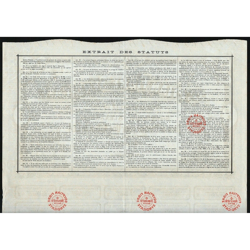 Egyptian Fibre Syndicate Societe Anonyme