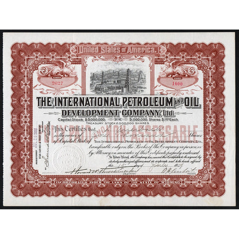 International Petroleum and Oil Development Company Stock Certificate