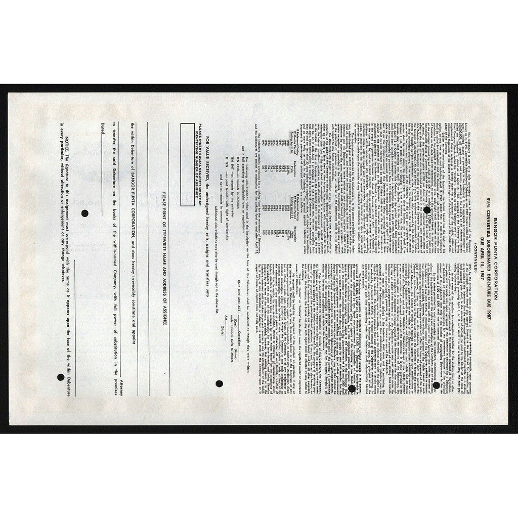 Bangor Punta Corporation (Specimen)