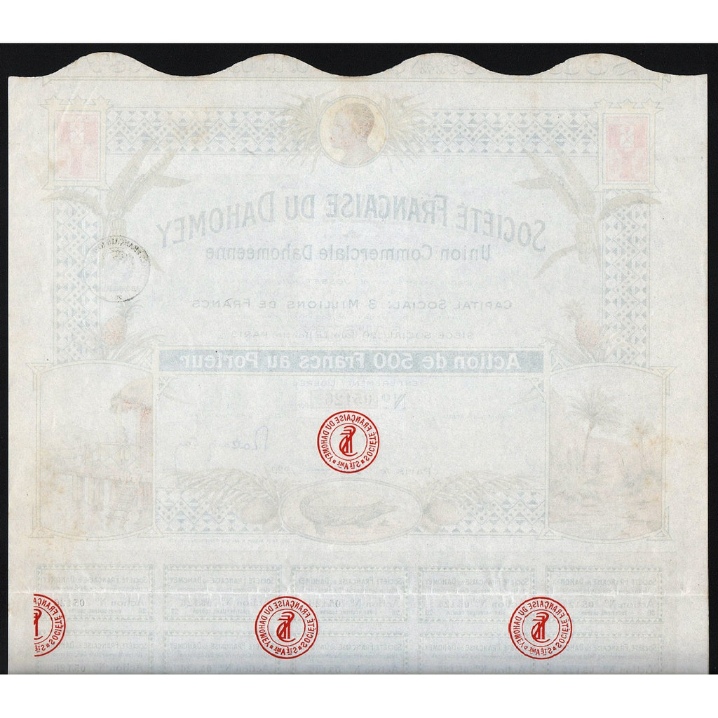 Societe Francaise Du Dahomey 1920 Africa Stock Certificate