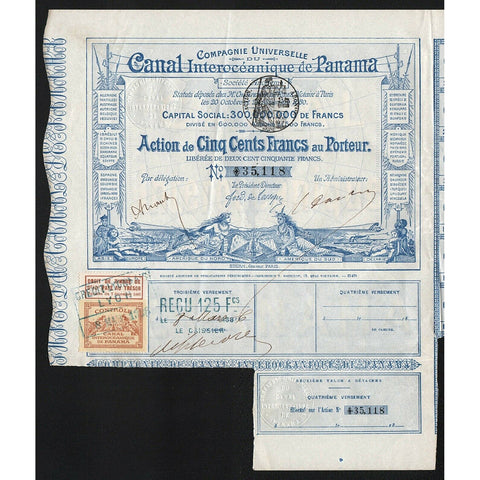 Compagnie Universelle du Canal Interoceanique de Panama 1880 Bond Certificate