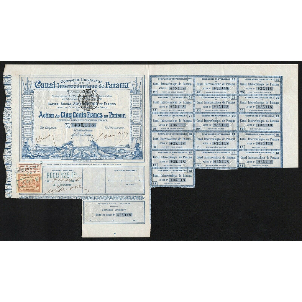 Compagnie Universelle du Canal Interoceanique de Panama 1880 Bond Certificate