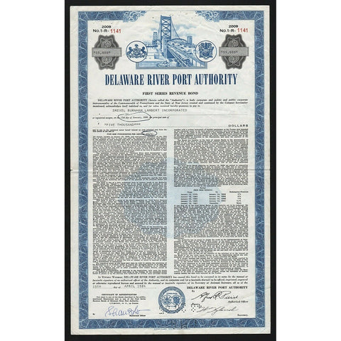 Delaware River Port Authority PA and NJ Bond Certificate