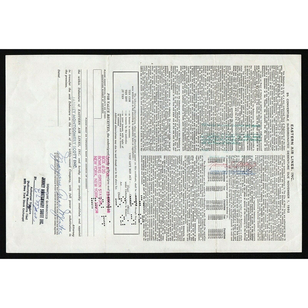 Eastern Air Lines, Inc. - $5000