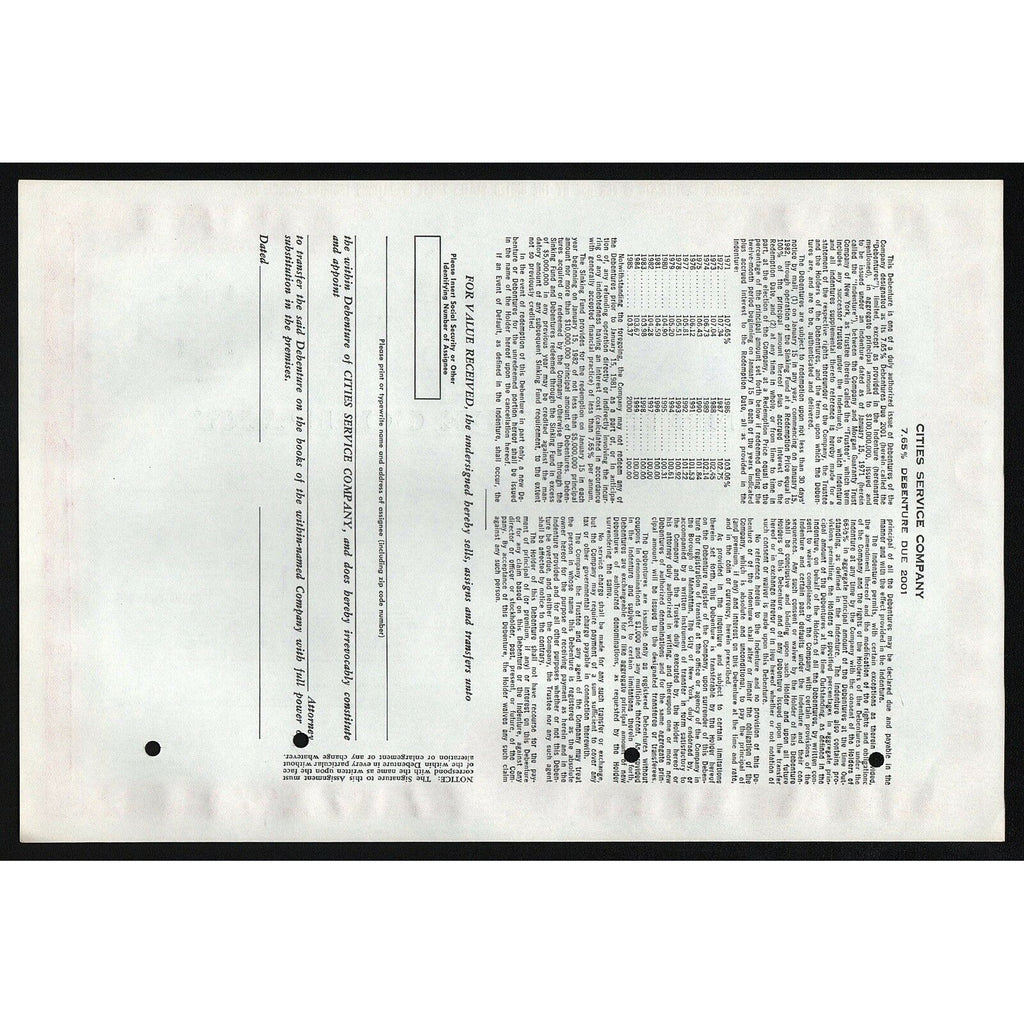 Cities Service Company (Specimen)