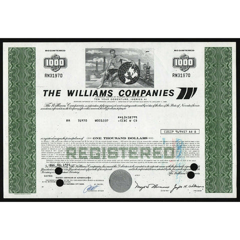The Williams Companies Nevada Stock Bond Certificate