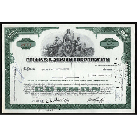 Collins & Aikman Corporation Stock Certificate