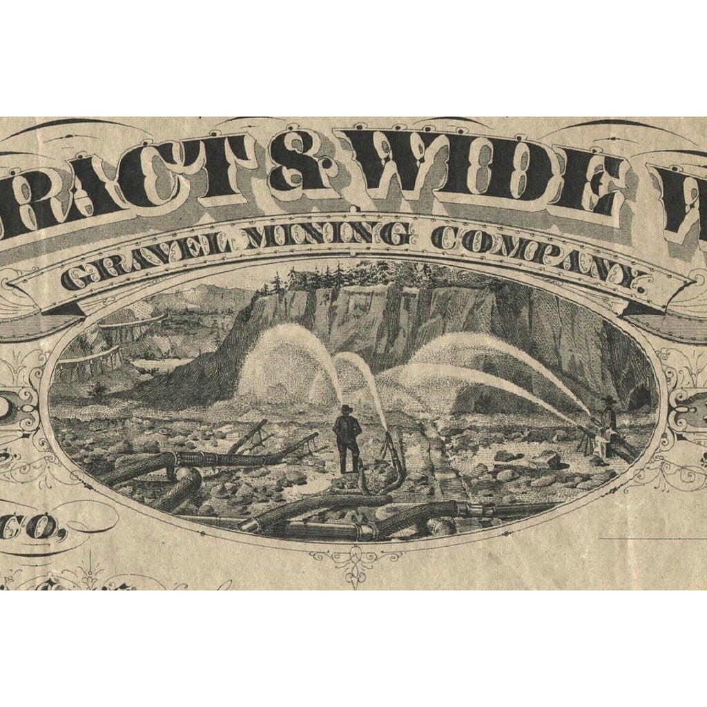 Cataract & Wide West Gravel Mining Company California Stock Certificate