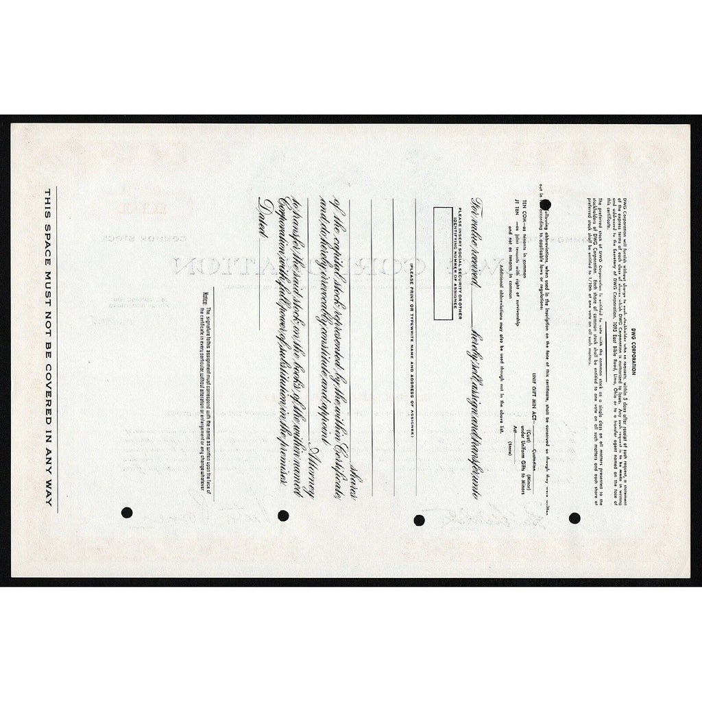 DWG (Deisel-Wemmer-Gilbert) Corporation (Specimen)