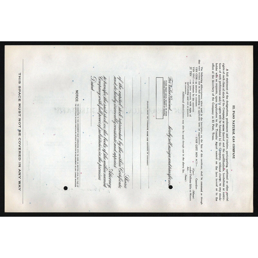 El Paso Natural Gas Company (Specimen)