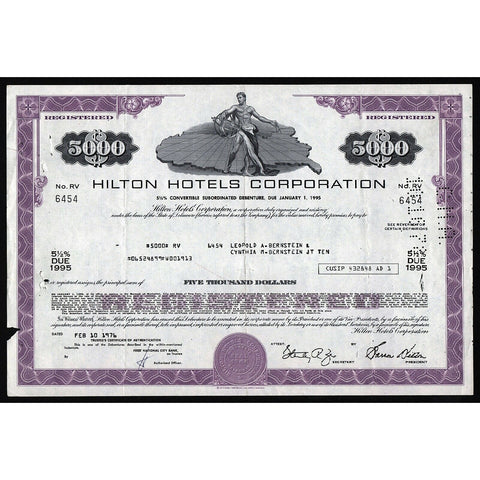 Hilton Hotels Corporation Bond Certificate