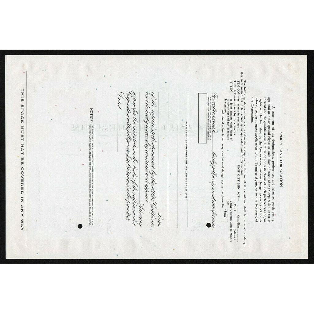 Sperry Rand Corporation (Specimen)